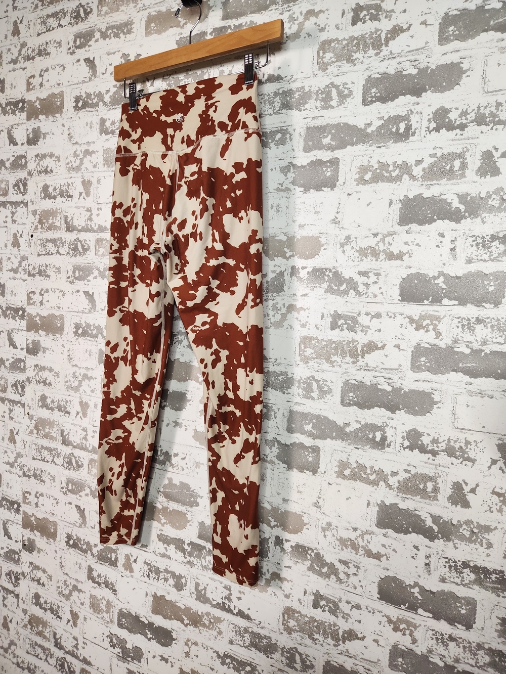 Sage Cream and Brown Cowprint High-Waist Leggings - Picture 4 of 10